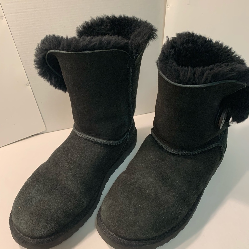 UGG black suede button boots